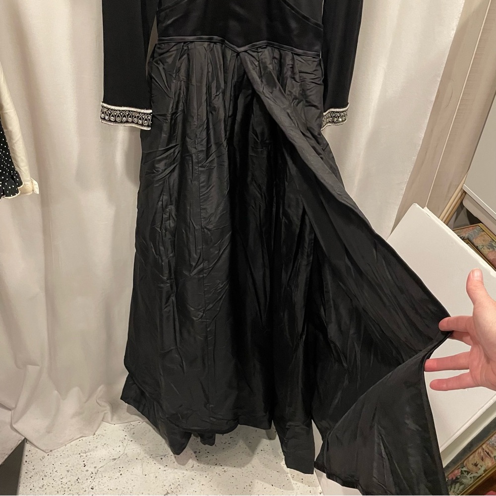 Vintage 70’s-80’s NWT black silk boho jeweled princess gown Averardo Bessi Italy - Picture 5 of 14